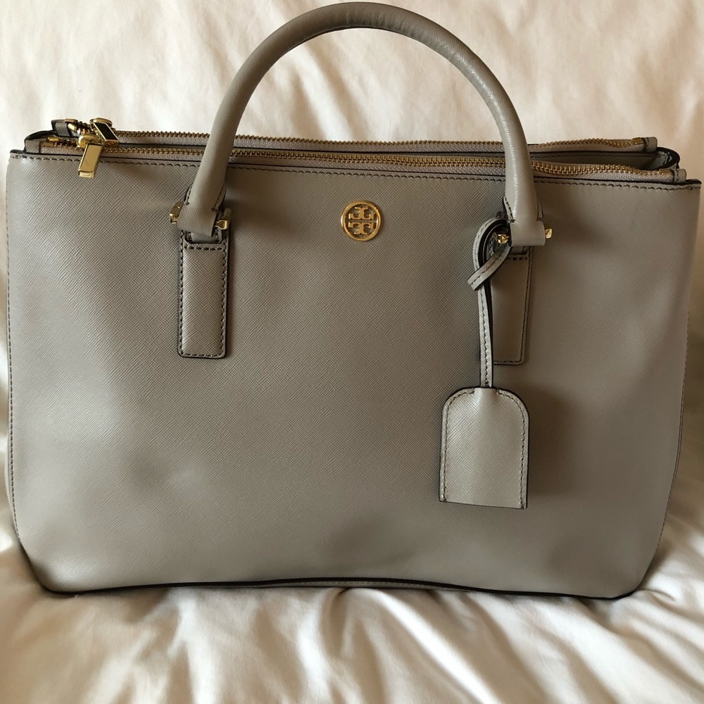 Tory Burch large double zip Robinson tote